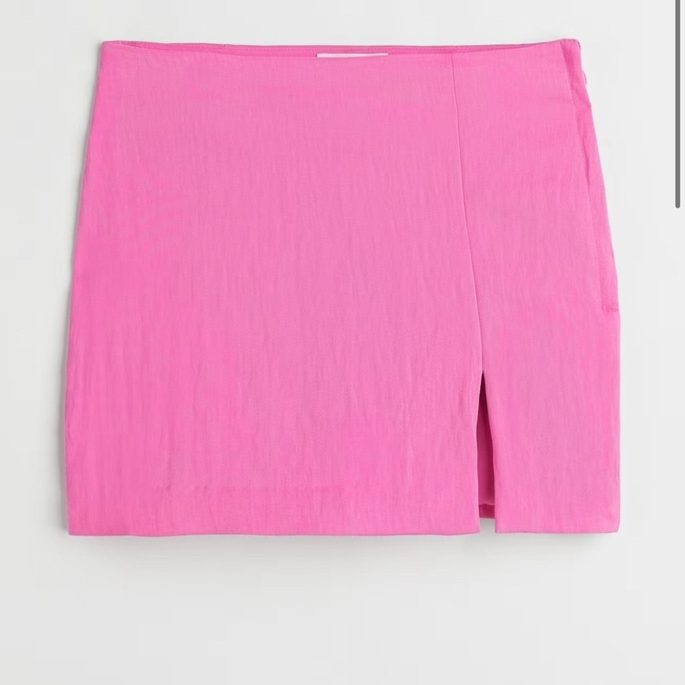 H&M Pink SHORT LINEN-BLEND SKIRT Size 6